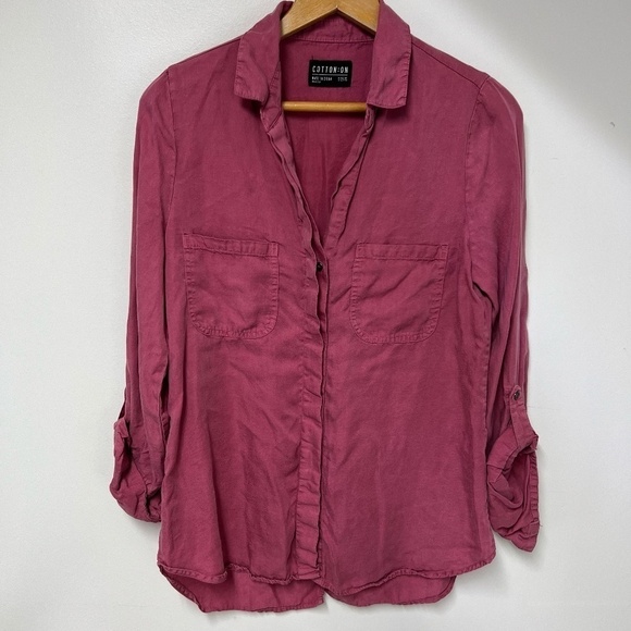 Cotton On Women's Button Down Long Sleeve Mauve Blouse Size XS‎ - Picture 1 of 8
